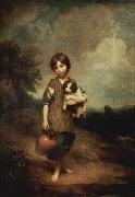 Thomas Gainsborough Cottage Girl with Dog and pitcher Sweden oil painting artist